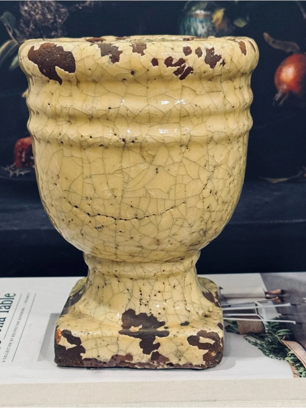 Anthropologie Aged Herb Pot, Pedestal